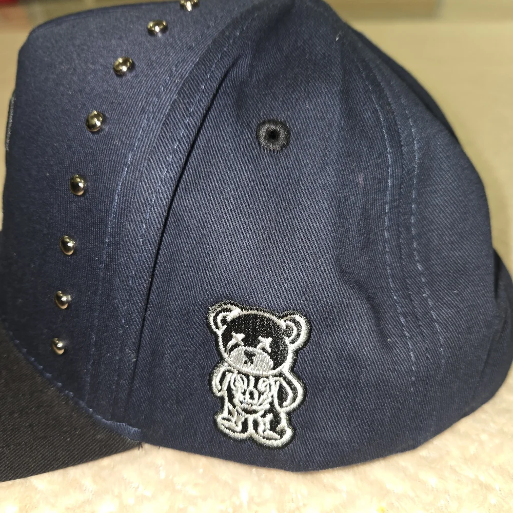 Top Level Men's Snapback Hat. Navy With Gold Hardware. Bear Body